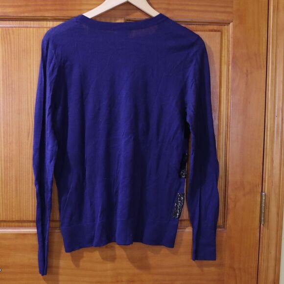 Halogen Blue Sequin Y2K Striped Long Sleeve Top LG - Picture 9 of 12